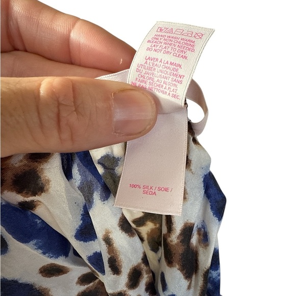 Victoria's Secret S Coverup Dress Swim Bikini Blue Brown Leopard Print 100% Silk - Picture 7 of 7